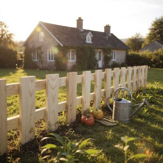 2x Picket fence panels, low fence panels, garden edge fence panels untreated