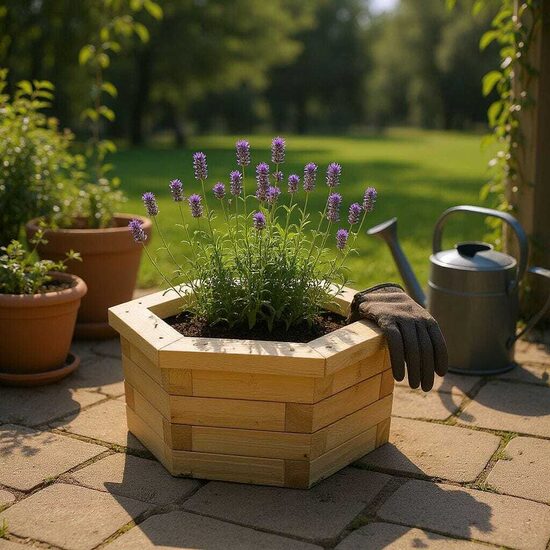 Wooden hexagon & square planters, raised garden bed planter, heavy duty wooden pots garden