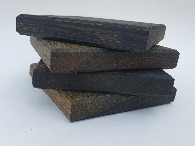 Oak coasters black set of 4 ebonised wood handmade