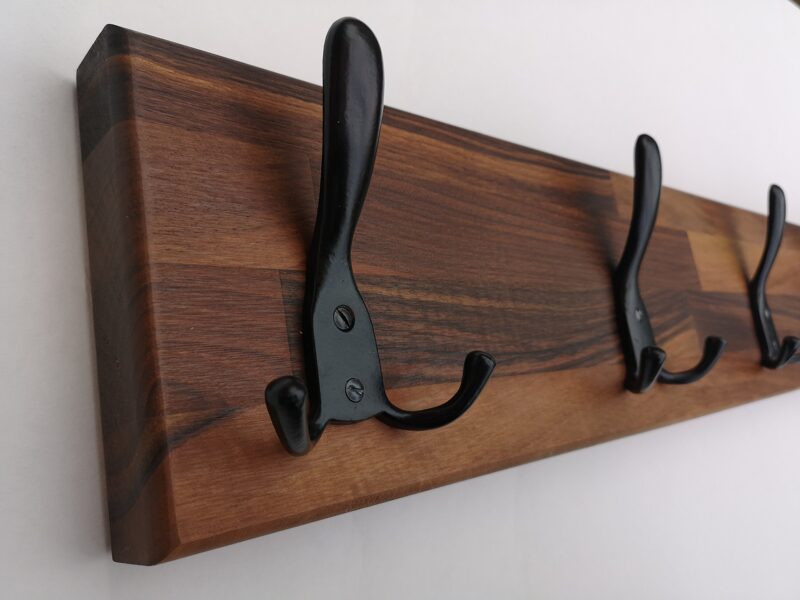 Solid Walnut wood coat rack, extra large rack hanger, cast iron hooks, heavy duty hanger, home decor hanger, strong coat hanger