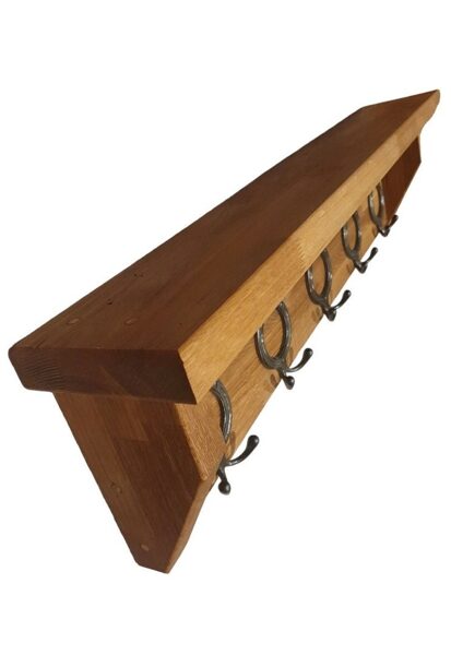 Coat Hanger Solid Oak Chunky Hanger Entryway Organiser Cast Iron Hooks