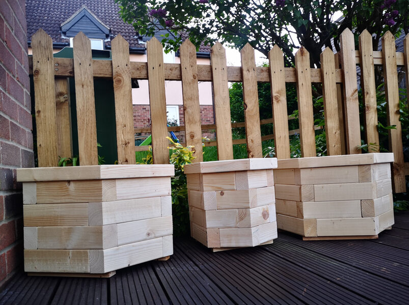 Wooden hexagon planters, raised garden bed planter, heavy duty wooden pots garden