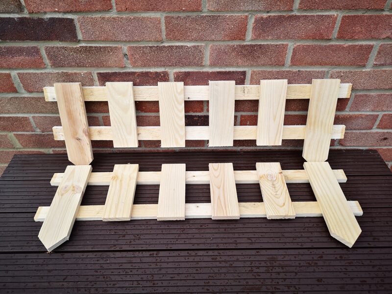 2x Picket fence panels, low fence panels, garden edge fence panels untreated